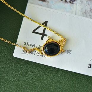 天然正品和田玉青玉自生链玉壶如意简约女款项链锁骨链挂件吊坠