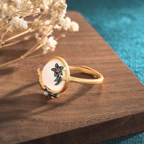 新疆羊脂玉白玉珍珠女款戒指