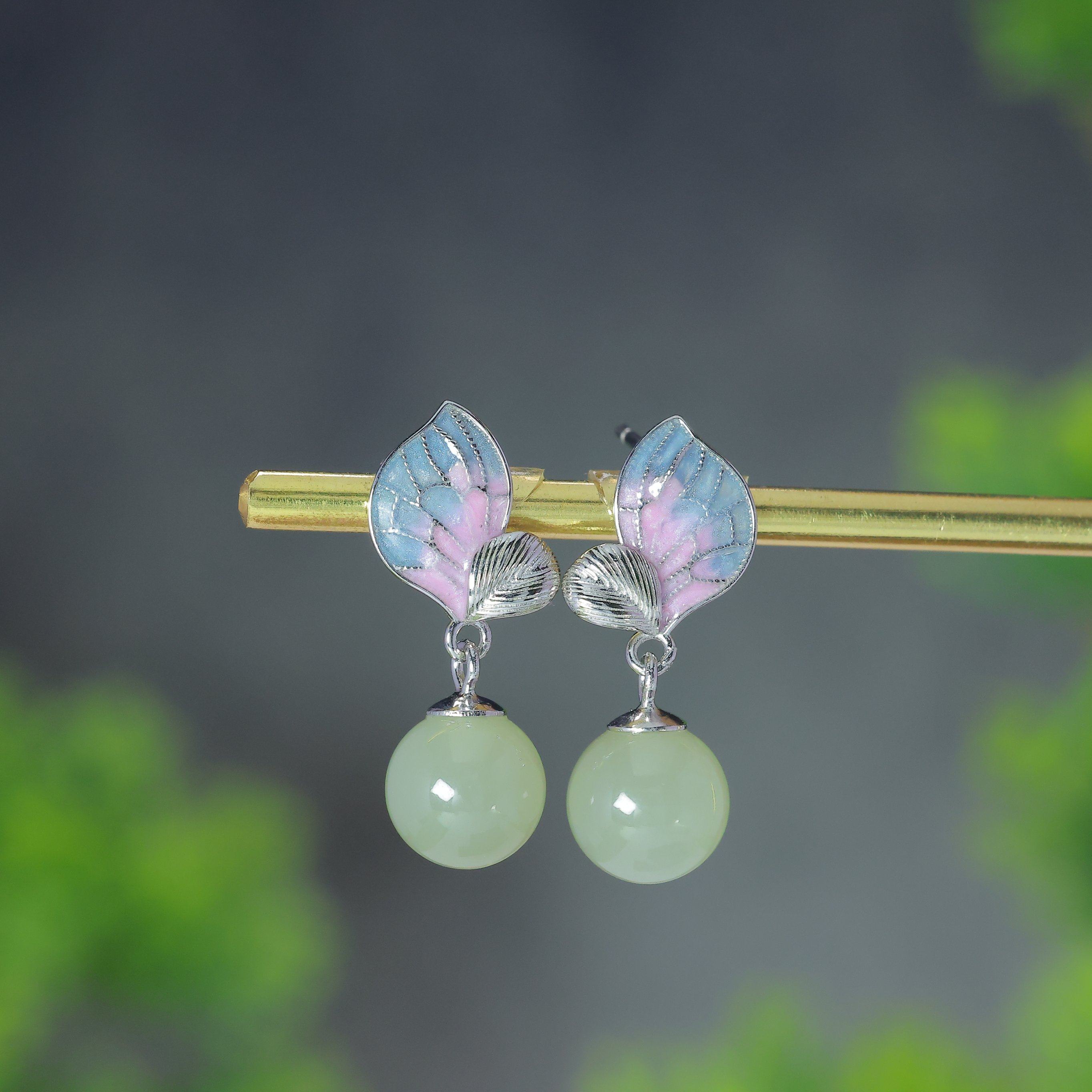 天然和田玉青白玉925银珐琅独特小众轻奢玉石耳环耳饰耳坠,珠宝/钻石/翡翠,耳饰,淘宝优惠券,粉丝福利购,淘宝优惠卷