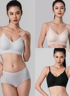 如吻新品RW22097果冻胶细肩带文胸套装小胸聚拢无痕薄款吊带内衣