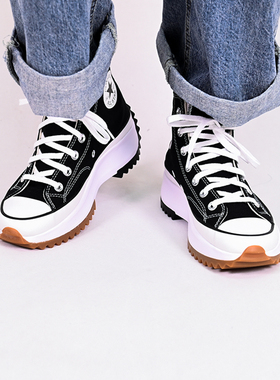 Converse匡威帆布鞋情侣Run Star Hike流星厚底高帮休闲鞋166800C