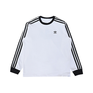 Adidas阿迪达斯新款儿童装男大童三叶草长袖T恤圆领套头衫KW1186