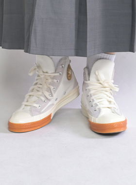 Converse/匡威冬季新款翻毛皮羊羔绒内里高帮帆布鞋休闲鞋A04409C