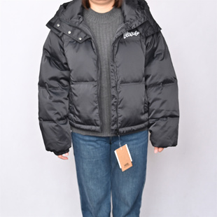 VANS范斯新款 女子羽绒夹克黑色运动休闲连帽百搭外套VN000QU8BLK