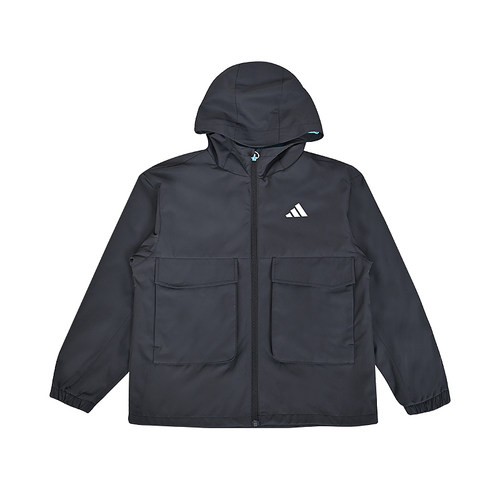 Adidas阿迪达斯新款儿童装男大童梭织外套连帽休闲运动服KG5944
