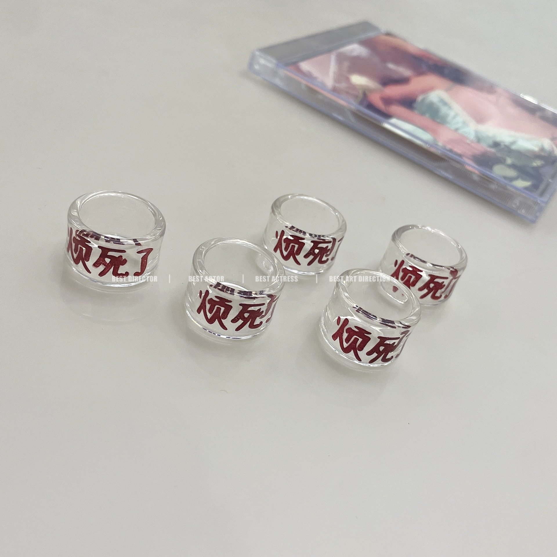 烦死了个性透明树脂指环亚文化潮酷恶搞创意亚比青年男女吐槽戒指