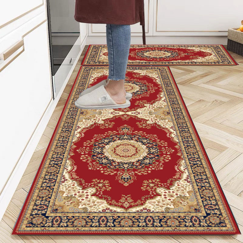 【胶条防滑底】红色喜庆厨房地垫吸水吸油垫子卧室床边垫长条脚垫,居家布艺,地毯,淘宝优惠券,粉丝福利购,淘宝优惠卷