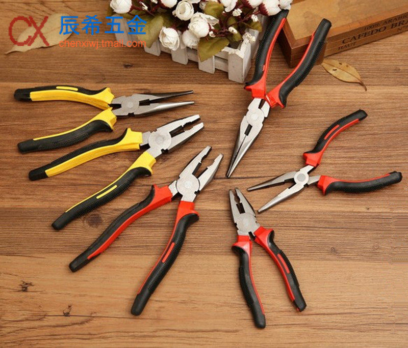 8寸大号老虎钳 家用多功能钳子 尖嘴平嘴钳子厂家 虎皮按摩胶套