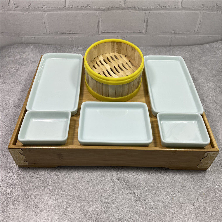 特色烤鸭创意餐具保温加热竹木组合个性酒店碟子北京烤鸭专用盘子