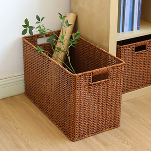 仿藤编收纳筐日式简约置物篮窄长型玩具杂物收纳篮夹缝储物整理筐