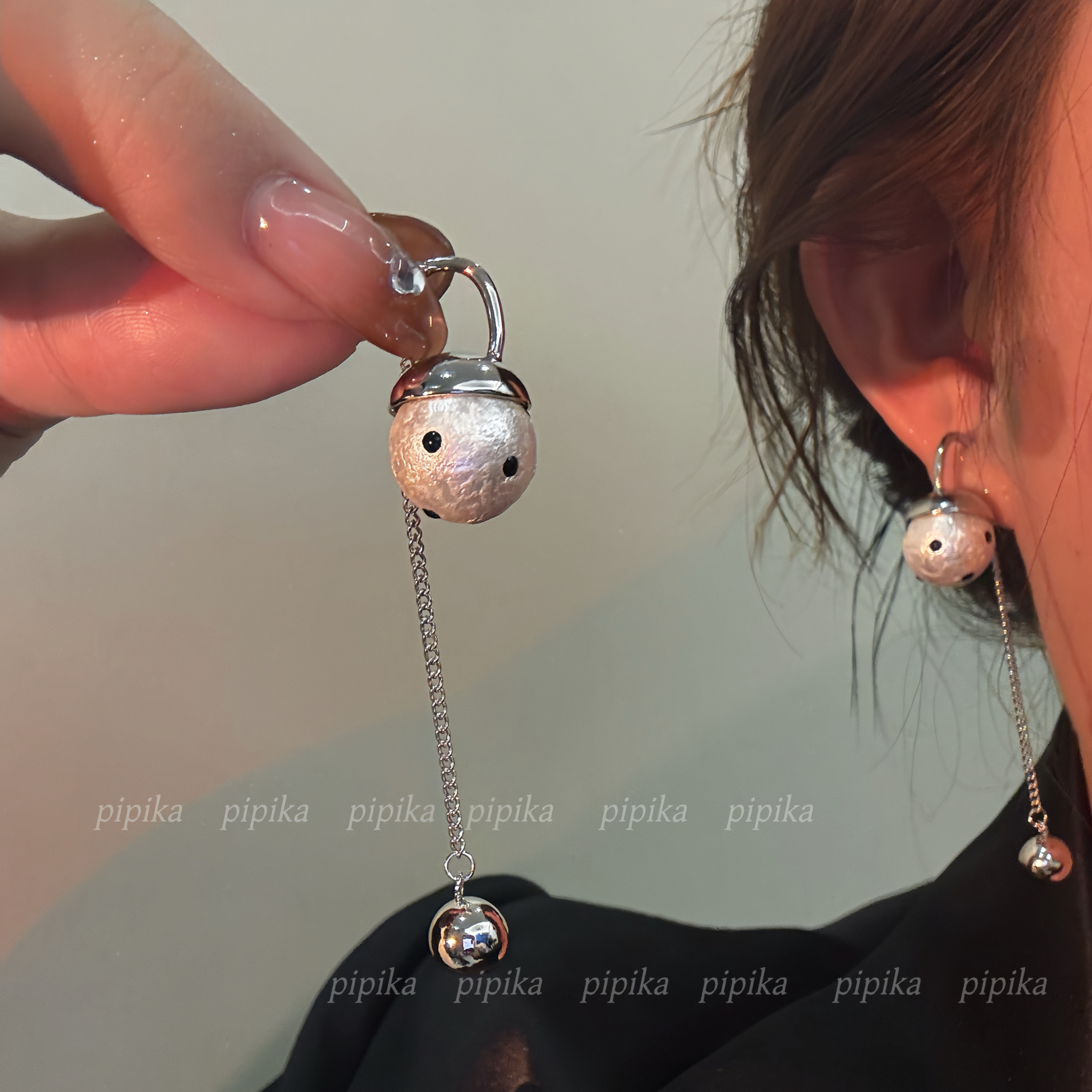 pipi D家珠光珍珠波点流苏一款两戴耳环耳钉耳饰高级百搭气质银针