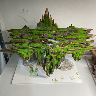云端造景屋苔藓微景观桌面鱼缸摆件倒悬山沉木骨架景观