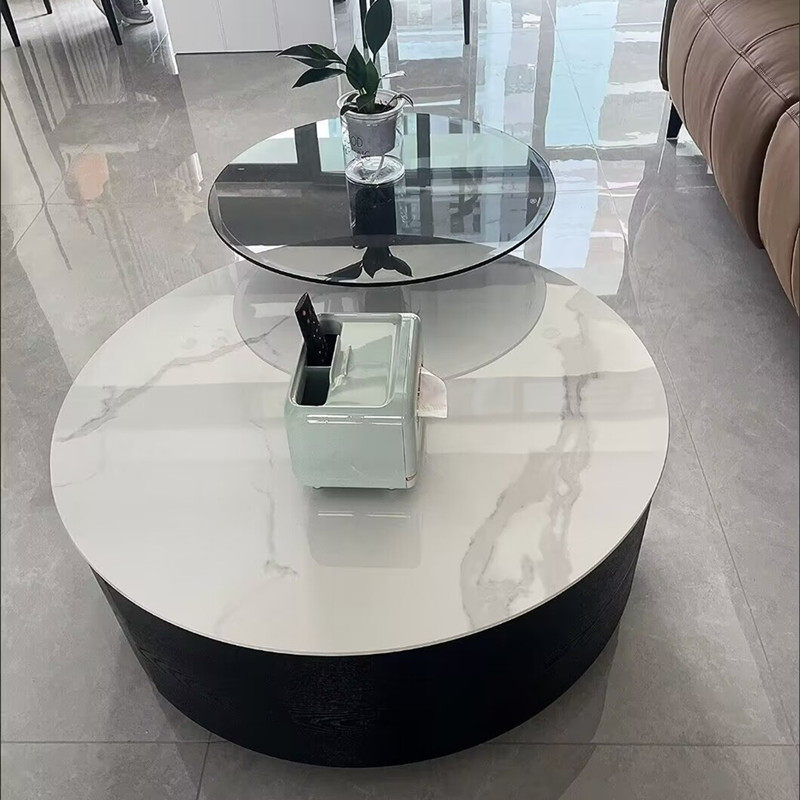 意式轻奢小户型圆形岩板茶几极简客厅家用实木现代简约百搭小茶几,住宅家具,茶几,淘宝优惠券,粉丝福利购,淘宝优惠卷