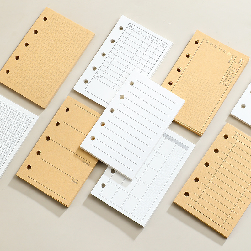 现货m5内页纸替芯5孔a8活页本内芯手账本网格空白横线活页纸定制