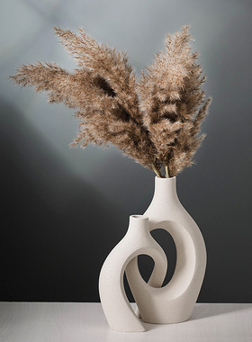 白色陶瓷花瓶升级版加大号依偎组合套装创意桌面摆件家居装饰品