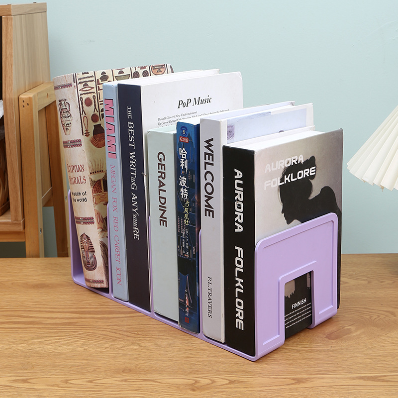 四联书立现货书夹桌面固定书本收纳盒学生书架宿舍整理置物架