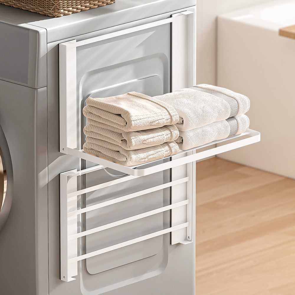 免安装可折叠洗衣机侧面衣服收纳架子阳台缝隙磁吸挂架冰箱整理