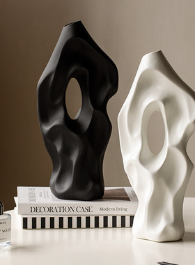 中古落地摆件设计感新中式小众家居简约陶瓷花瓶干花插花瓶潮