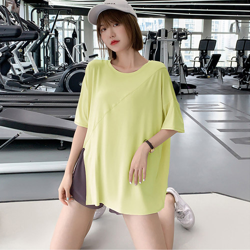 瑜伽服短袖大码运动上衣女潮宽松