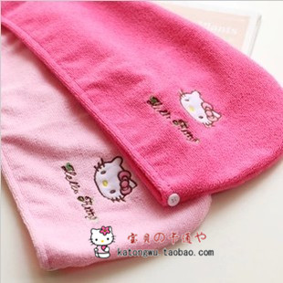 可爱粉嫩 粉色 玫红色hello kitty 新款干发帽 干发巾吸水浴帽