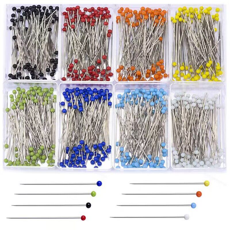 [저렴한 조합 팩] 다채로운 핀 유리 바늘 포지셔닝 바늘 비드 바늘 긴 바늘 의류 재단사 고정 바늘