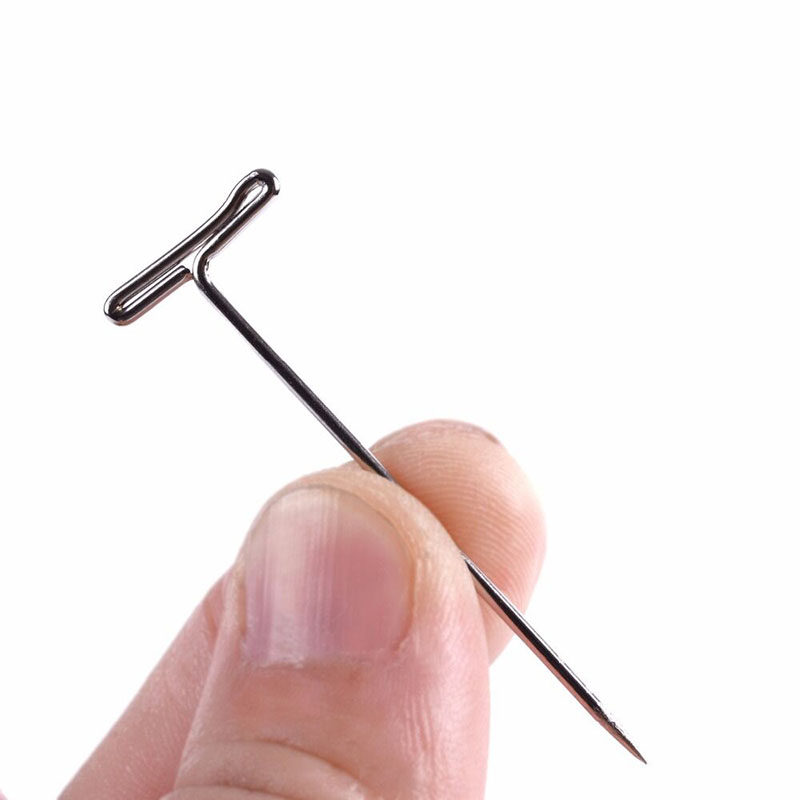 이중 조립 T 자형 바늘 51 & 38MM 위치 핀 고정 T 자형 손톱 DIY 미용 가발 머리 확장 스테인레스 스틸 바늘