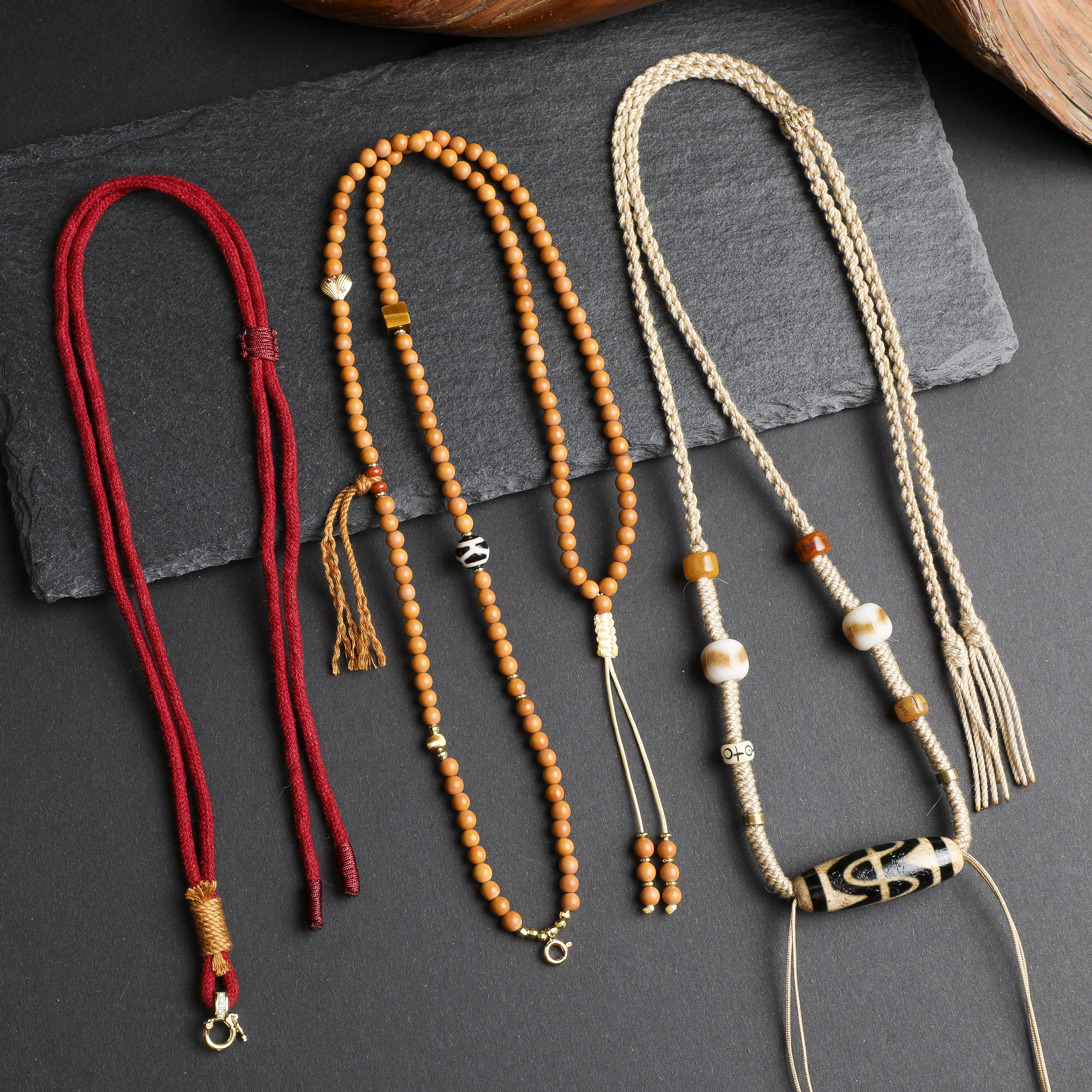 原创天珠挂绳唐卡吊坠配绳穿黄金挂绳半成品男女锁骨项链绳可调节