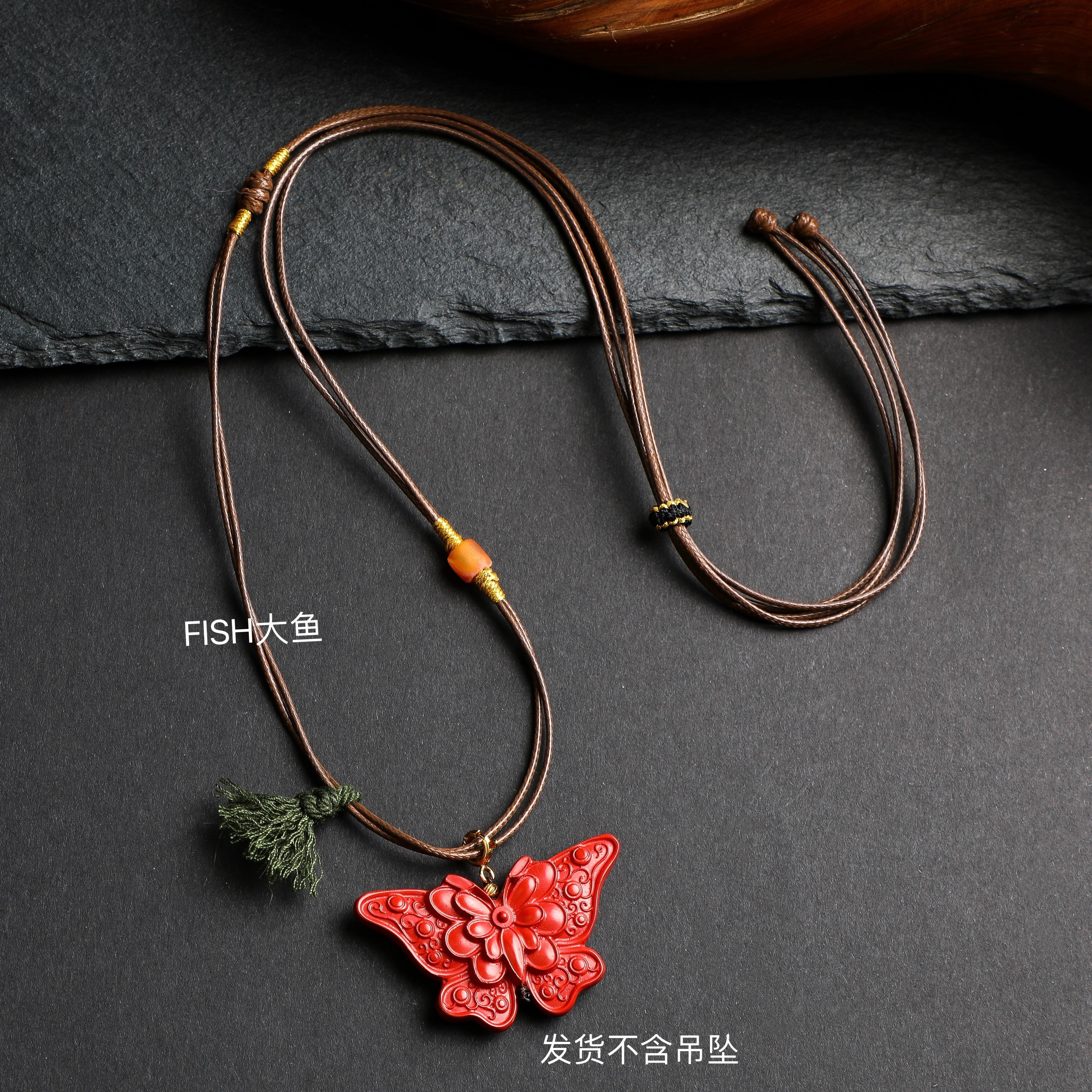 复古中式民族风皮扣项链绳蜡皮绳简约百搭男女款吊坠绳可调节挂绳