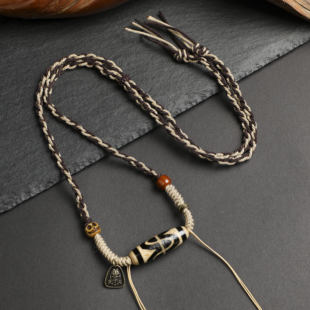 天珠挂绳横穿专用绳藏式项链绳男女锁骨链挂脖蜜蜡玉吊坠绳子编绳