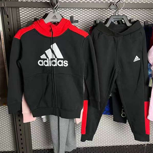 Adidas阿迪达斯男中童抓绒连帽运动开衫套装HM9695