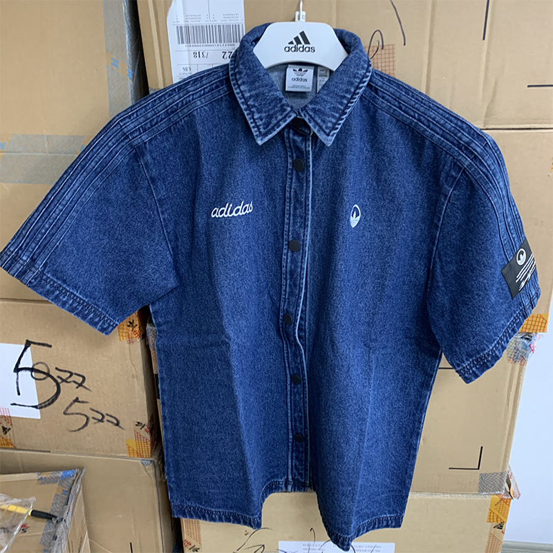 Adidas/阿迪达斯DENIM SHIRT女子夏季短袖牛仔运动短袖衬衫HL9059