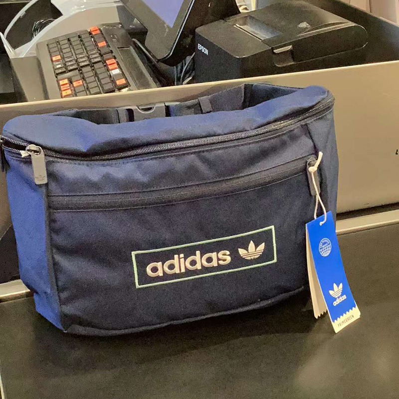 Adidas阿迪达斯三叶草大logo运动休闲男女挎包腰包H62040原399