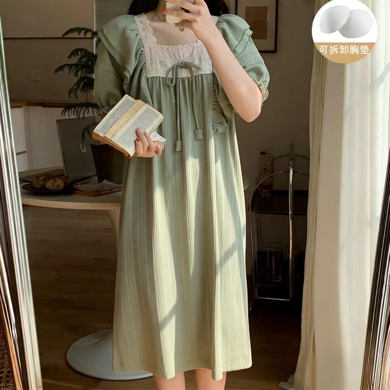 睡裙女夏季带胸垫公主风图片