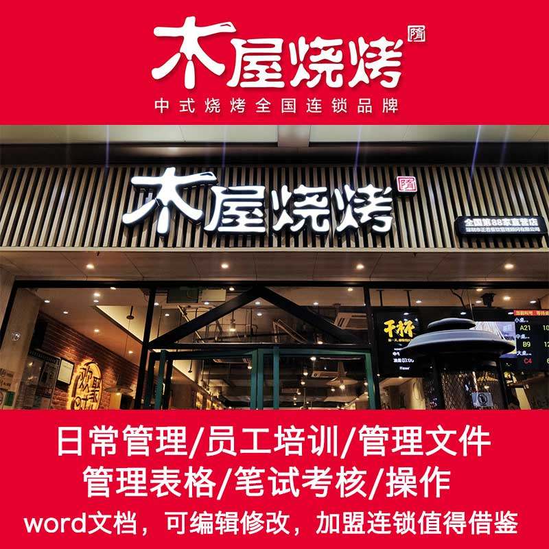 木屋烧烤餐饮连锁管理手册后厨品控财务人力行政管理手册创业方案