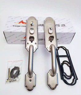 老式罗普斯金304不锈钢防盗门锁把手弯把指压按钮大门锁面板特惠