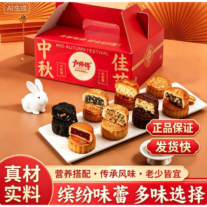 巧克力月饼河南卢师傅月饼椰蓉小饼花生酥脆甜点早餐糕点网红零食