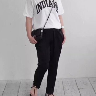 萝卜裤 日系女装 锥形裤 桑蚕丝面料休闲小脚裤 夏款