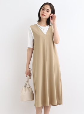 贵牌女装indiv1夏款客供垂坠防皱面料V领马甲裙 背心裙 可叠穿