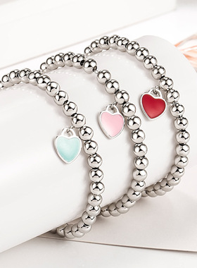 S925银爱心手链女士简约手环
