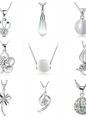 S925银吊坠锁骨爱心项链批发