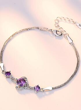 S925银四叶草手链女士不褪色手绳