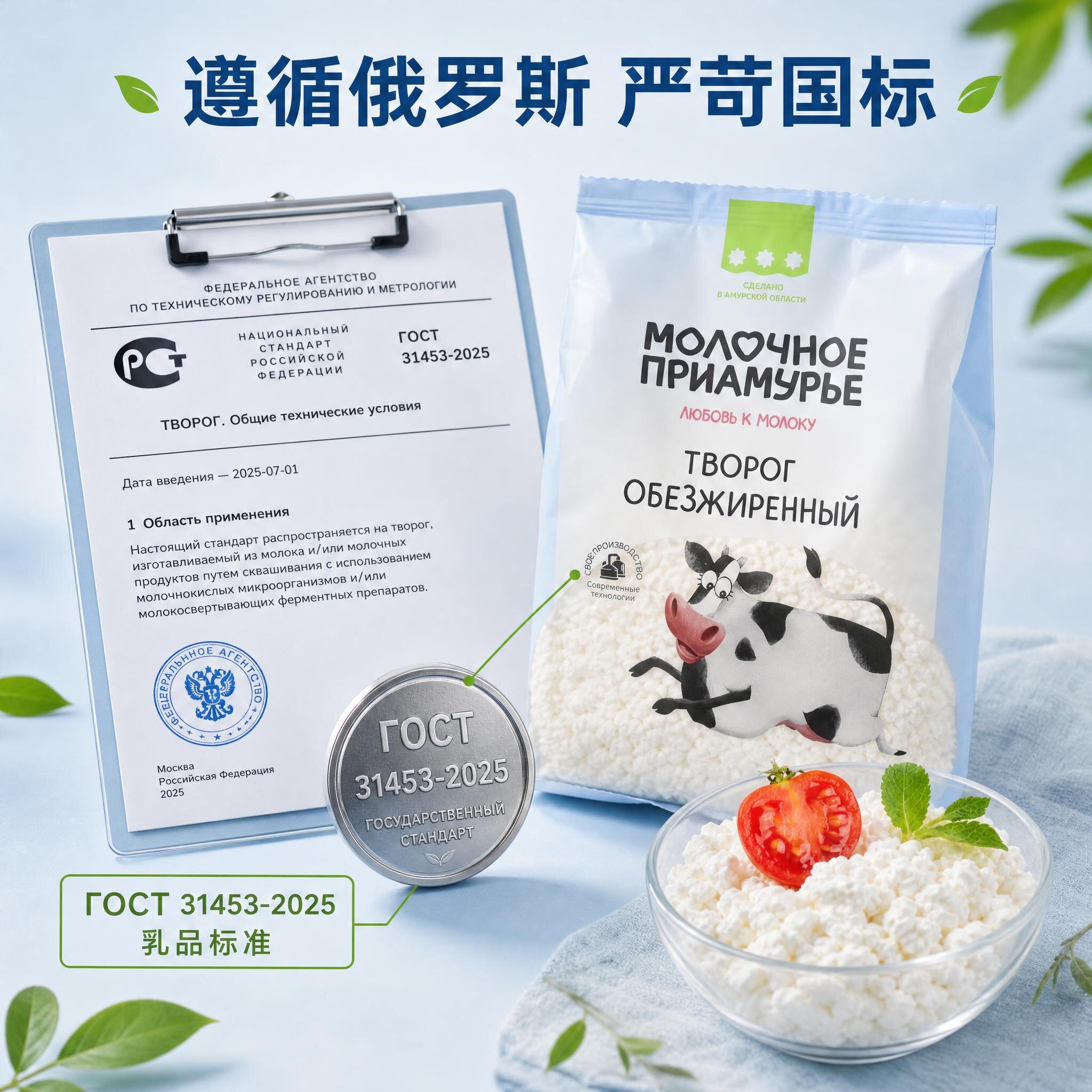 俄罗斯超市代购阿穆尔边疆脱脂农家奶酪健身轻食高蛋白茅屋酸奶渣