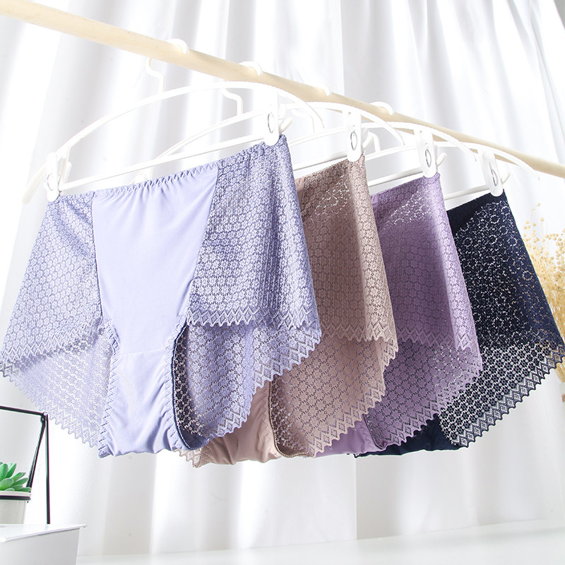 4条丝滑断面女内裤性感蕾丝大码胖mm高腰透气无痕短裤纯棉裆薄款,女士内衣/男士内衣/家居服,女三角裤,淘宝优惠券,粉丝福利购,淘宝优惠卷