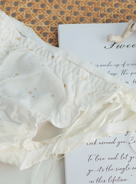 满6件8.8折 淡黄色星星牛奶丝内裤女生低腰三角裤日系少女K391