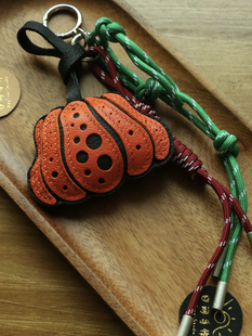 日间手作手工皮挂件草间弥生风格波点南瓜挂件羊皮包挂车挂设计感