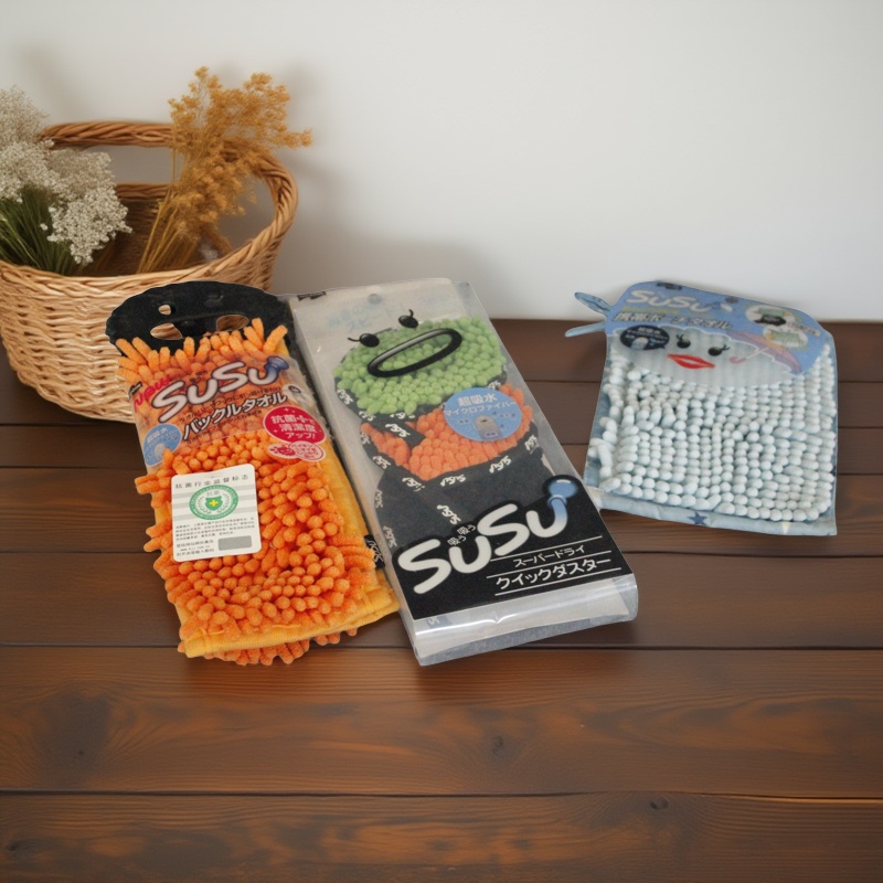 日本进口SUSU可爱挂钩毛巾擦手巾 舒舒干燥吸水毛巾 雪尼尔挂式