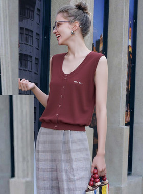 【米系列】专柜669元89.7%亚麻马甲针织开衫26年夏季品牌折扣女装