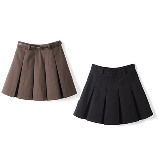 【魔系列】商场品牌女装折扣2025年冬季专柜毛呢显瘦百褶半身短裙