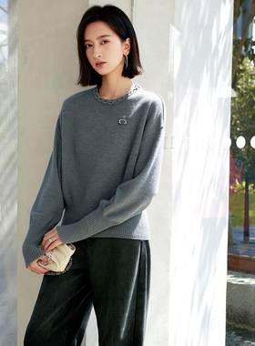 【薰系列】品牌女装折扣2025年冬季579元34.1%绵羊毛衣圆领针织衫