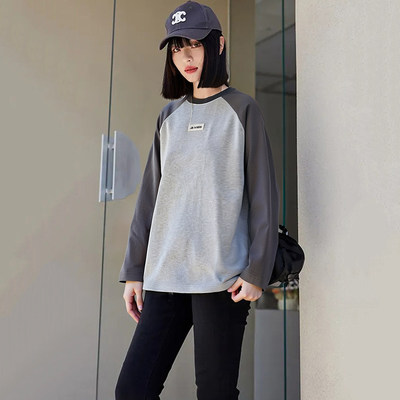 伊系列389元纯棉撞色长袖T恤